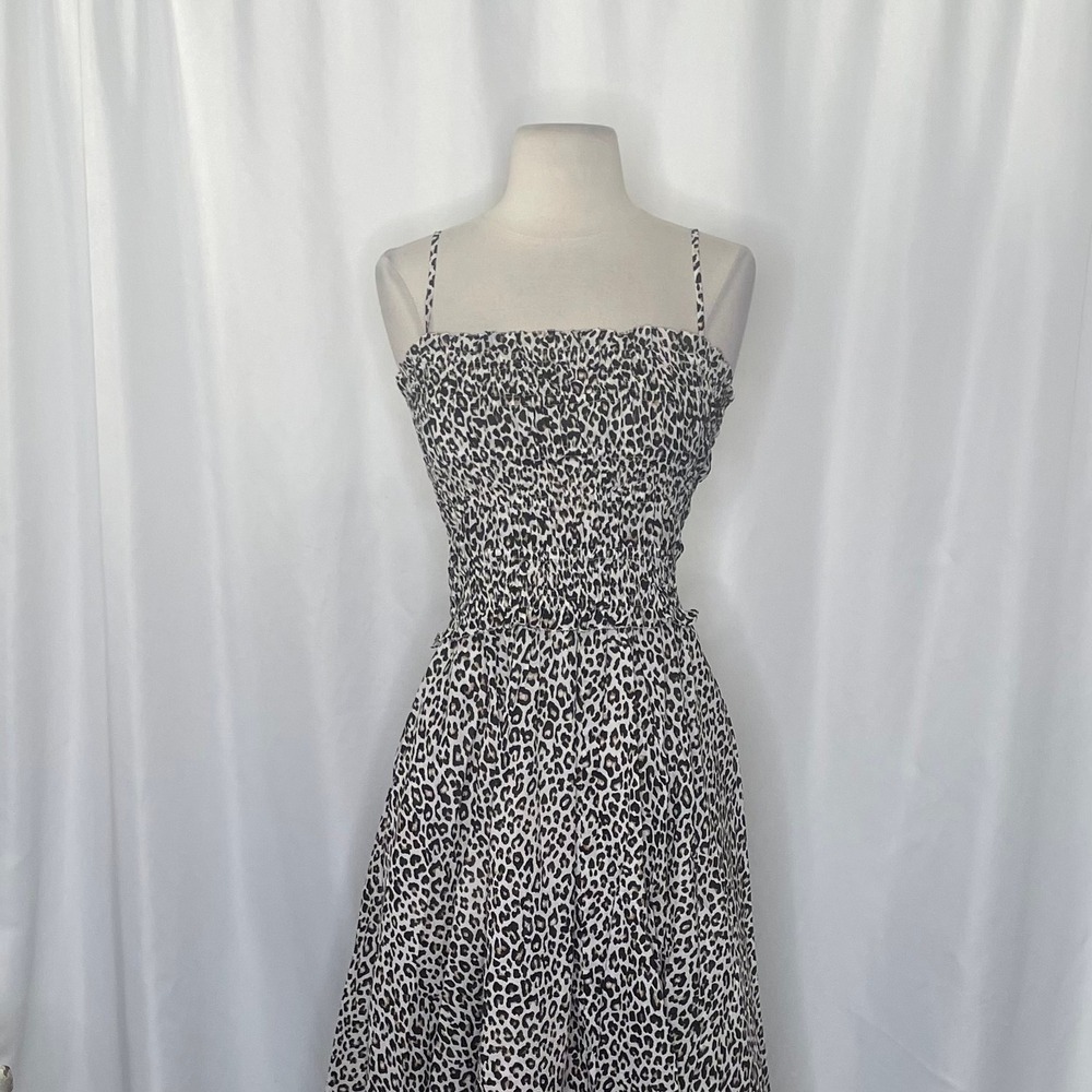 NWT!! J. CREW Smocked Maxi Dress Leopard Print Animal Ruffled Cotton Voile Small - Picture 4 of 15